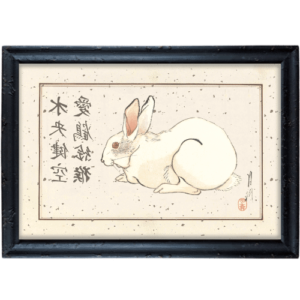 Biały królik grafika japońska
