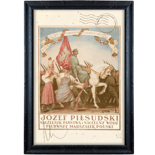 Jozef Pilsudski Naczelnik Panstwa czarna postarzana
