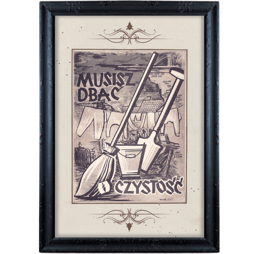 Musisz dba o czystosc czarna postarzana Musisz dba o czystosc czarna postarzana