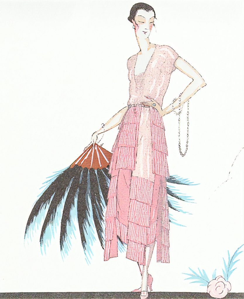 Plakat art deco przedstawiający kobietę w różu
